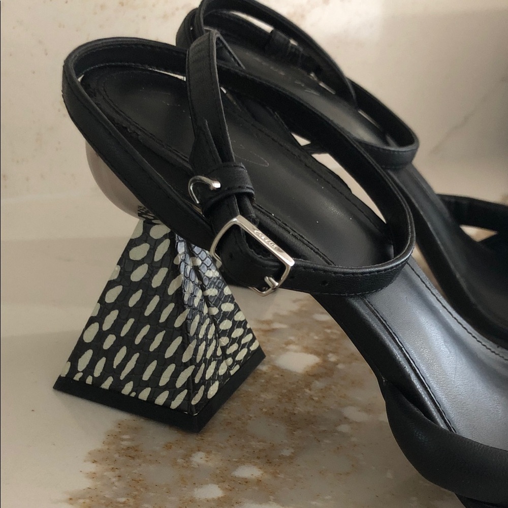 Sam Edelman Circus Sculptural Block Heel Sandals Size 11 Black - Picture 8 of 13